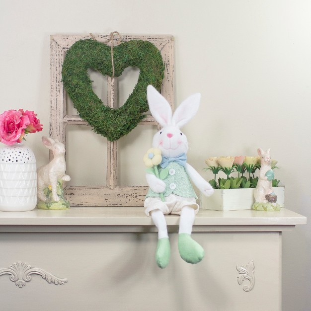 White And Green Boy Bunny Rabbit Easter And Spring Table Top Figure