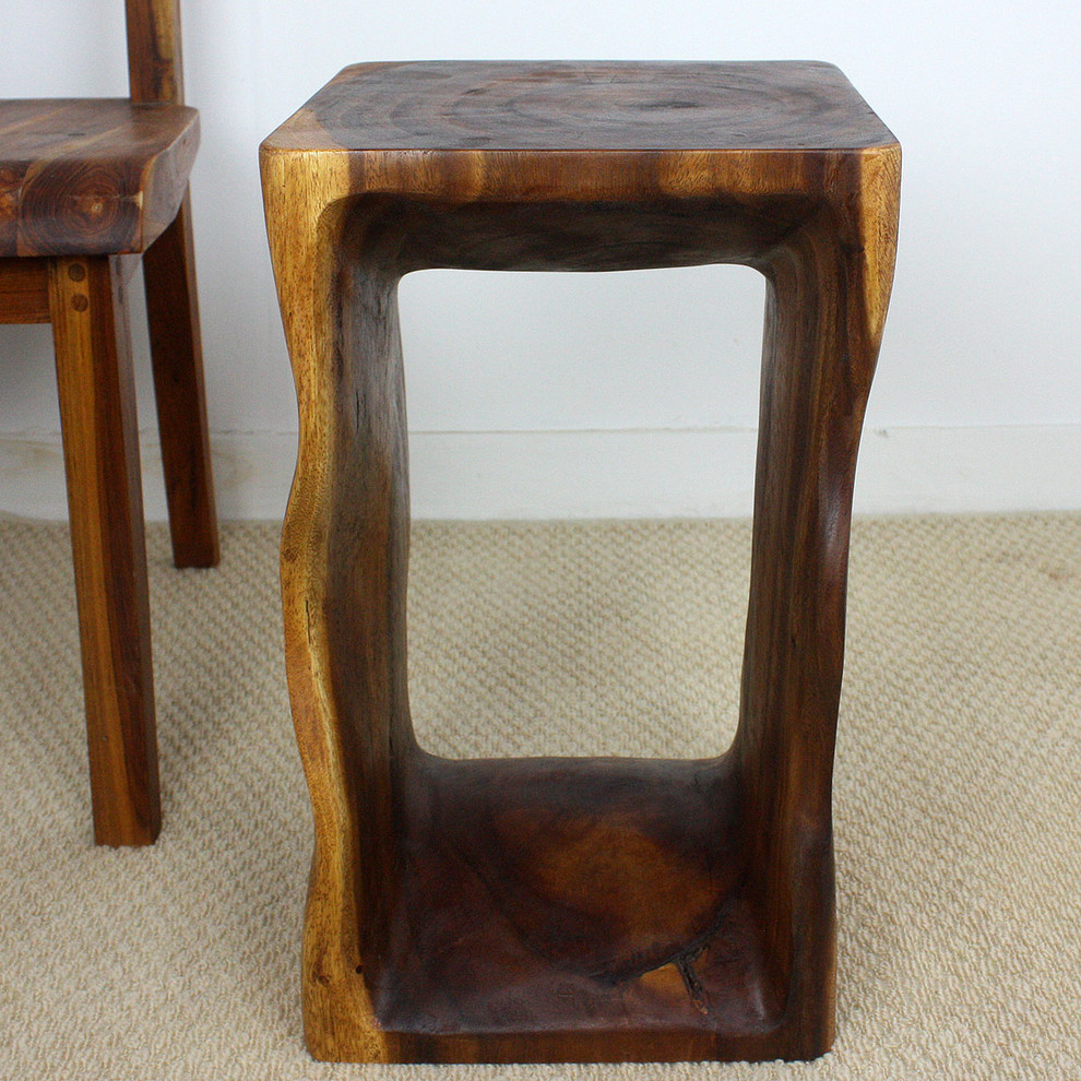 Haussmann Wood Natural Stool End Table 12 In Sq X 20 In High Walnut Oil   Rustic   Side Tables And End Tables   Other   by Haussmann Inc.  Houzz