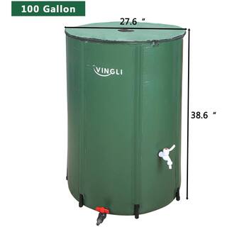 VINGLI 100 Gal. Collapsible Rain Barrel Portable Water Storage Tank Rainwater Collection HDG26000757