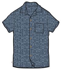 Cove Organic Cotton Short Sleeve Shirt - Blue Mini Geo