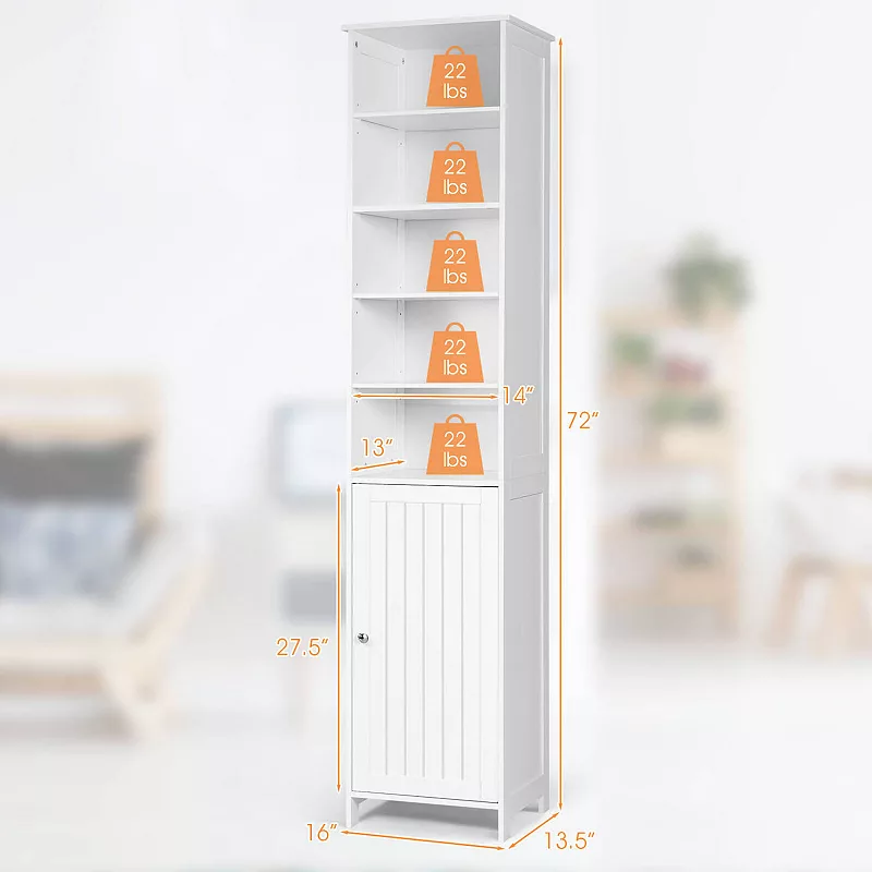 72 Inches Free Standing Tall Floor Bathroom Storage Cabinet