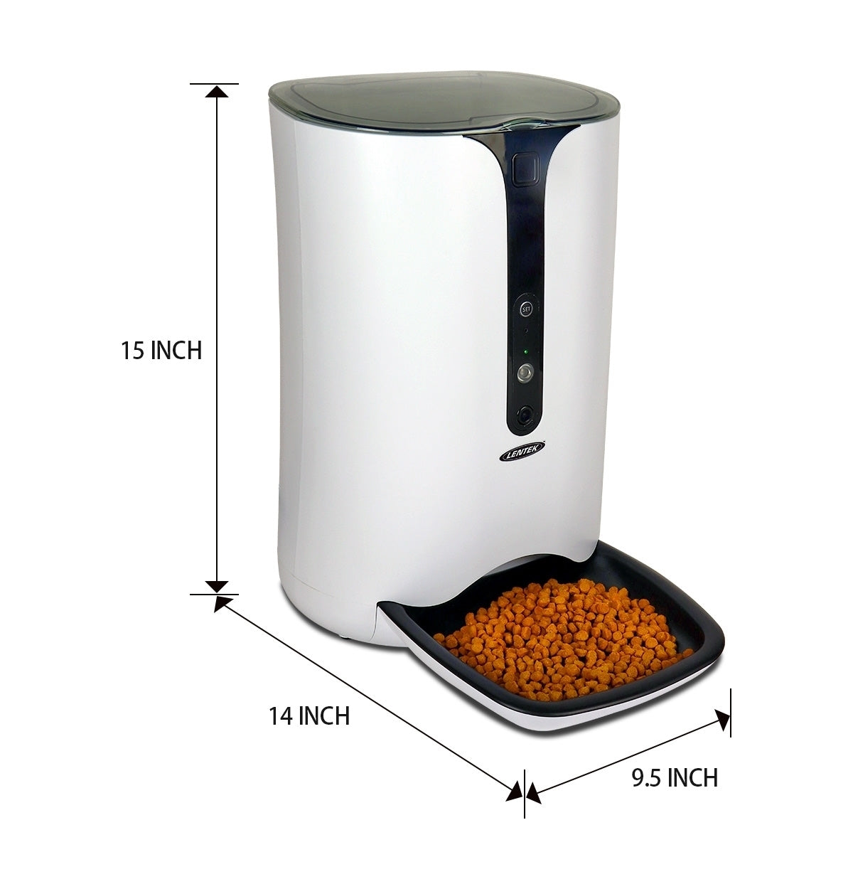 Lentek Smart Pet Feeder with 720p HD Video， 2-Way Audio， 200 oz. Programmable WiFi Cat or Dog Food Dispenser， Schedule Mealtimes， Automatic Portion Control， Free App for iPhone and Android Smartphone