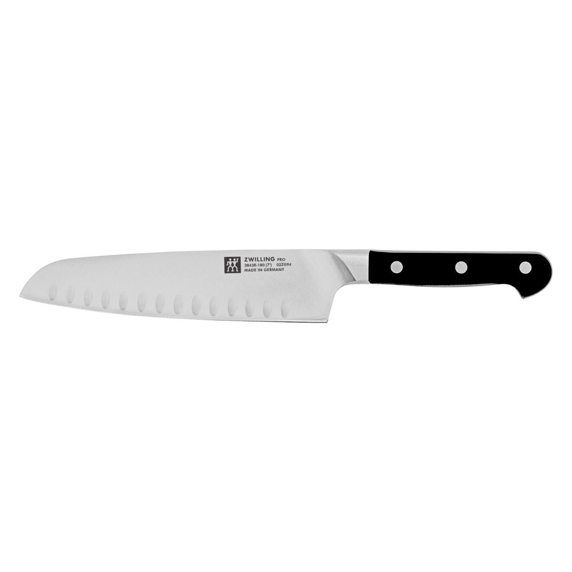 ZWILLING Pro 7-inch Slim Hollow Edge Santoku Knife - Black/Stainless Steel