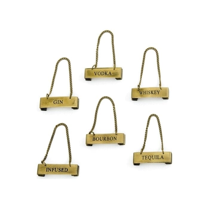 Wino Gold Brass Wine Tags (Set of 6)