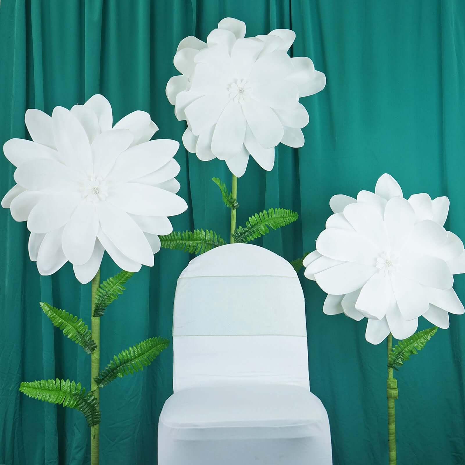 2 Pack White Life-Like Soft Foam Craft Dahlia Flower Heads 24