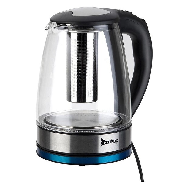 1500W 1.8L Electric Kettle Water Heater， Glass Tea， Coffee Pot， Auto Shut-Off