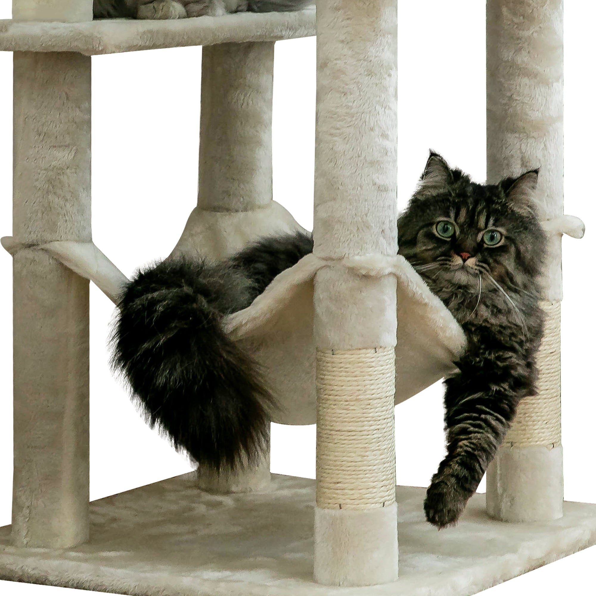 MWPO 63.8" Multi-Level Cat Tree with Condo and Scratching Post Tower, Beige