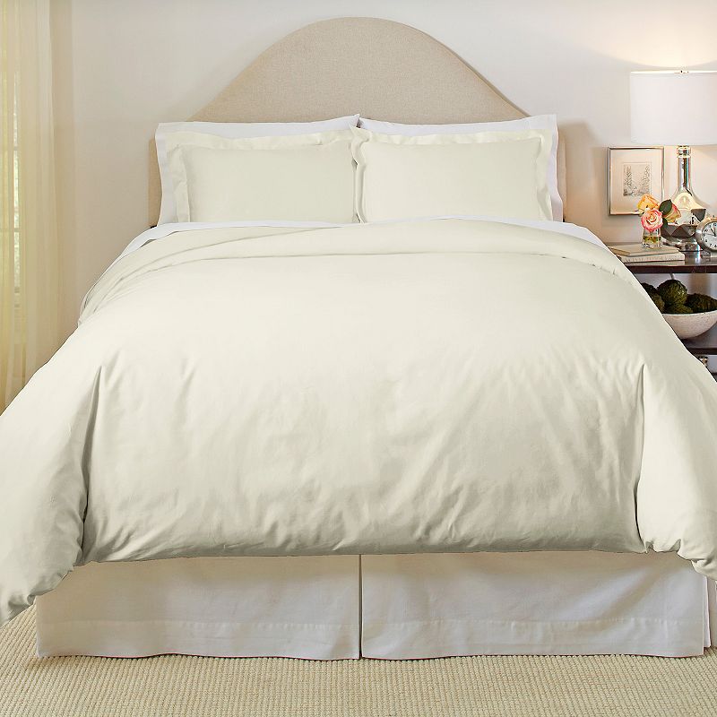 Pointehaven Solid 500-Thread Count Cotton Sateen 3-pc. Duvet Cover Set - King