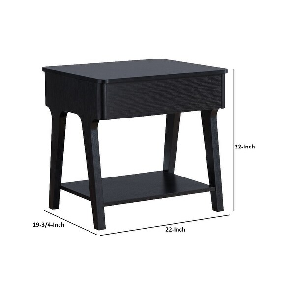 22 Inch Edward End Table with Lift Top and Bottom Shelf， Black