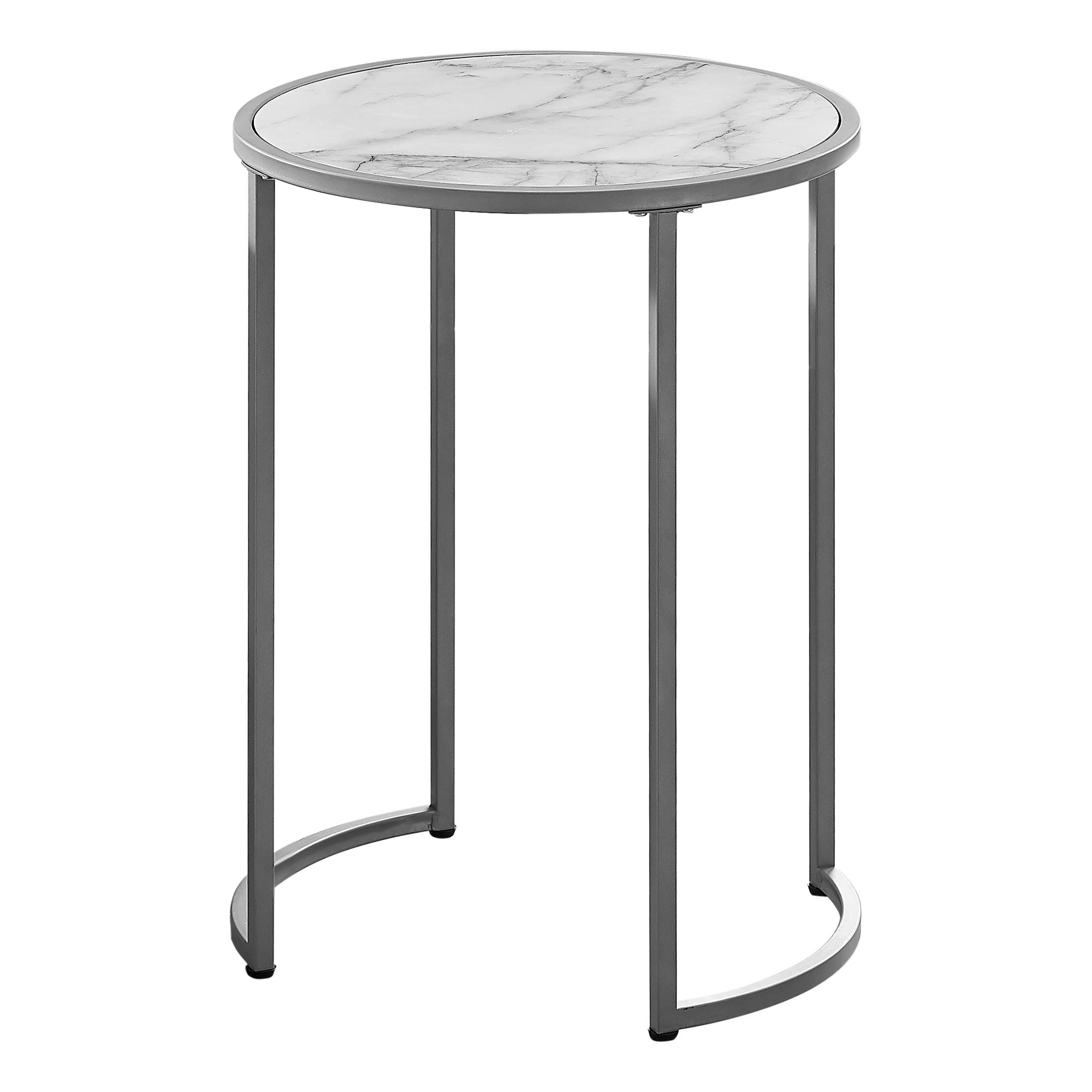 Monarch Specialties Side Table with Curved U-Shaped Metal Base - White - 18.25