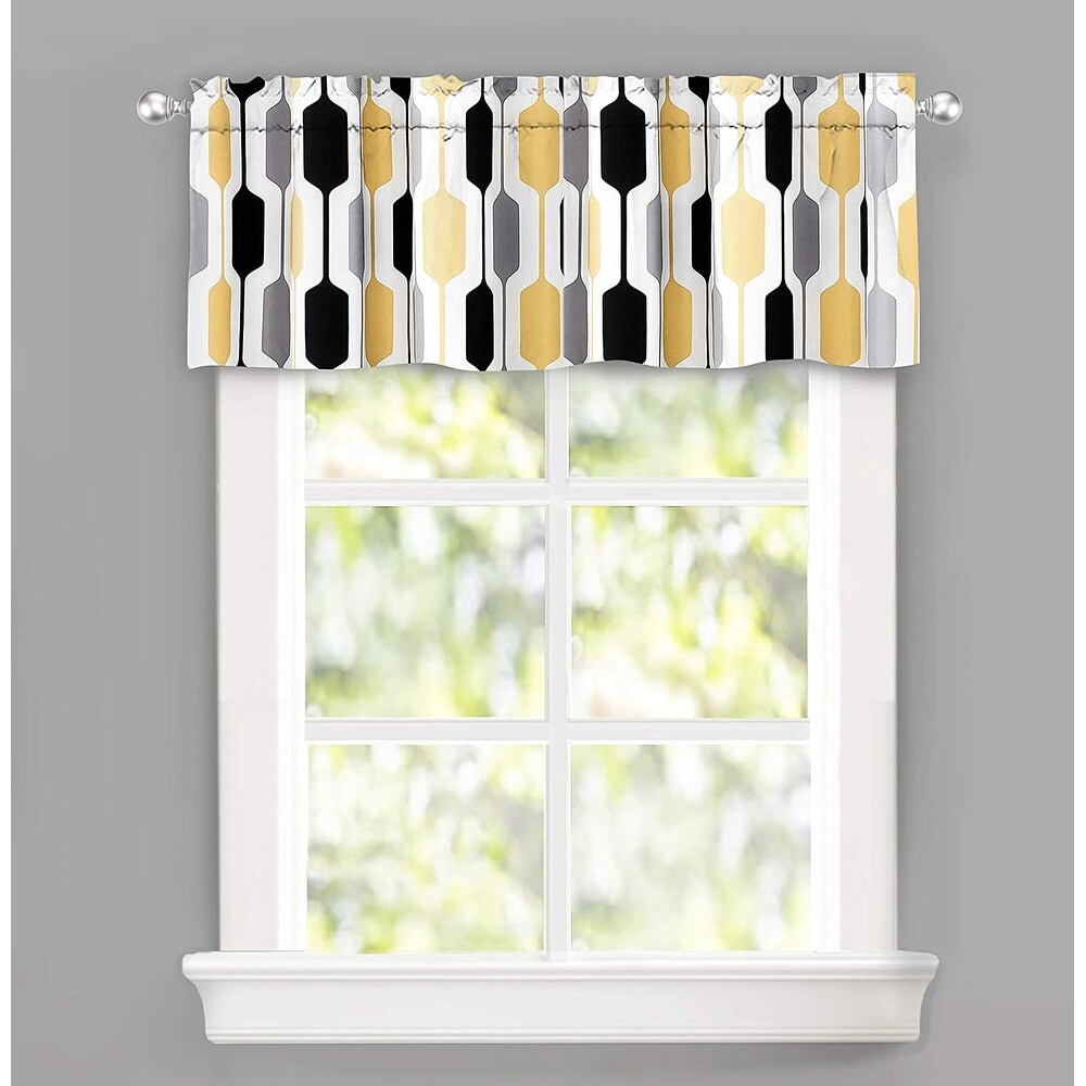 DriftAway Riley Geo Lined Window Curtain Valance Gold Black Gray 52 x 14   52\