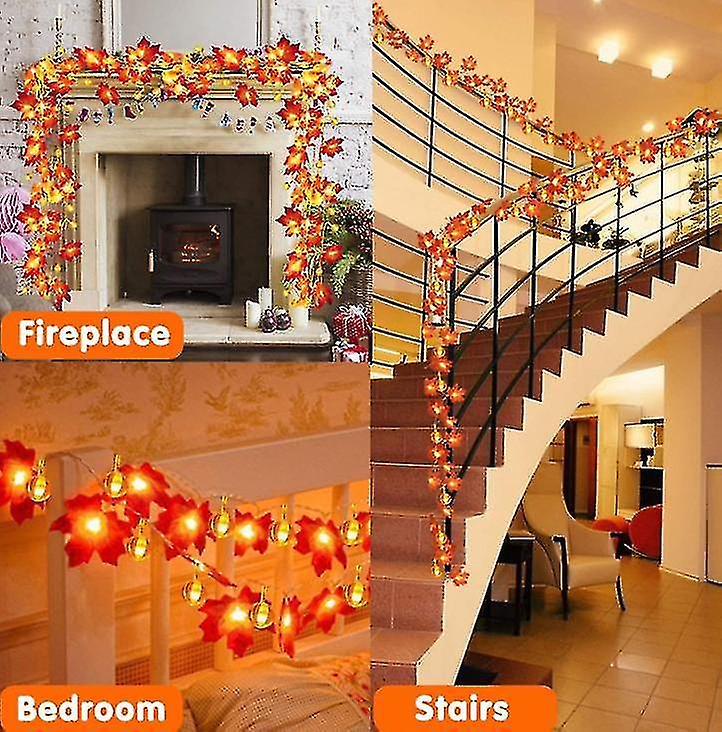 Thanksgiving Decorations For Home， Waterproof Maple Leaf String Lights With Lights