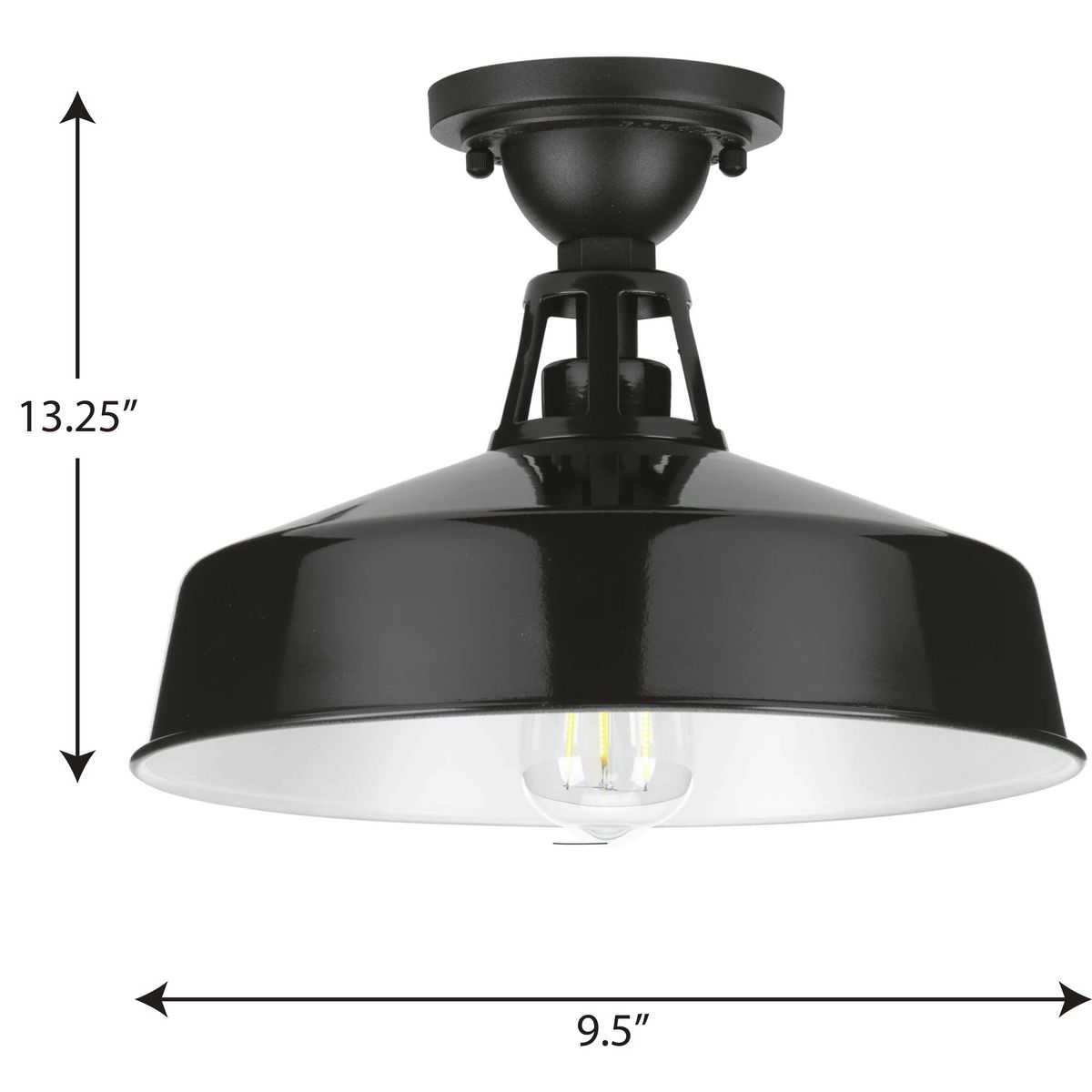 Progress Lighting P550070-031 Cedar Springs 13.25-in W Black Outdoor Flush Mount Light