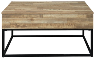 Signature Design by Ashley Gerdanet Rustic Rectangular Lift Top Coffee Table with Storage, Brown & Black