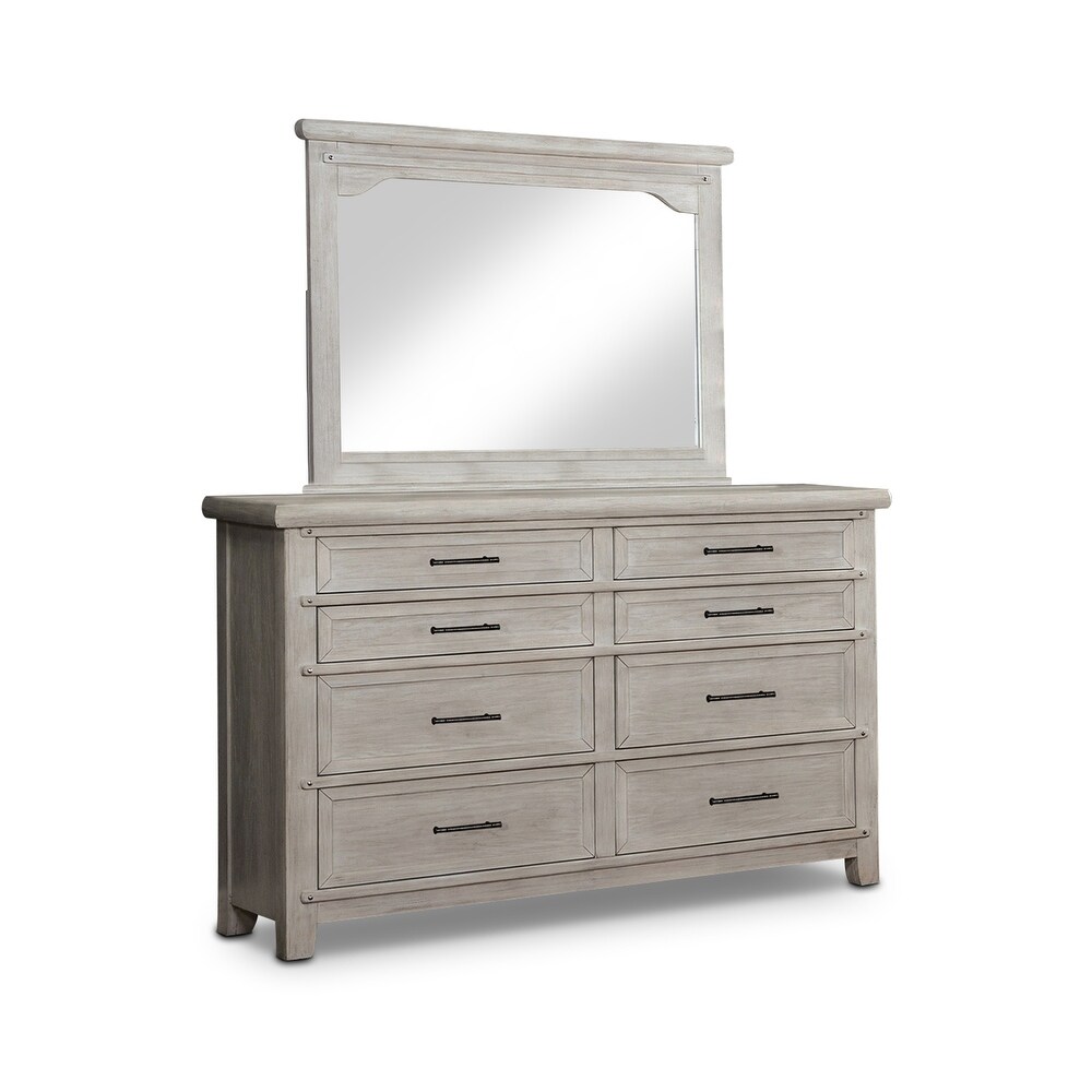 Tiwo Transitional White 2 piece 8 Drawer Dresser and Mirror Set by Furniture of America