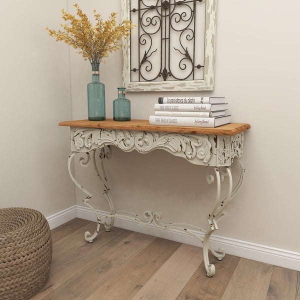 White Iron Farmhouse Console Table 32 x 42 x 16