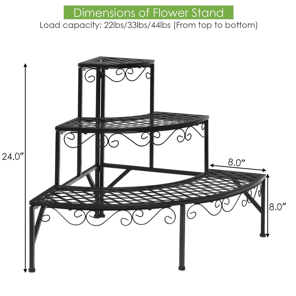 Costway Corner Plant Stand Metal 3 Tier Ladder Potted Shelf Flower