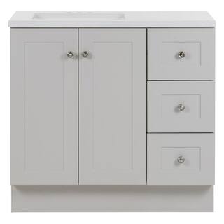 Glacier Bay Bannister 36.5 in. W x 18.75 in. D Bath Vanity in Pearl Gray with Cultured Marble Top in Colorpoint White with Sink BA36P2-PG