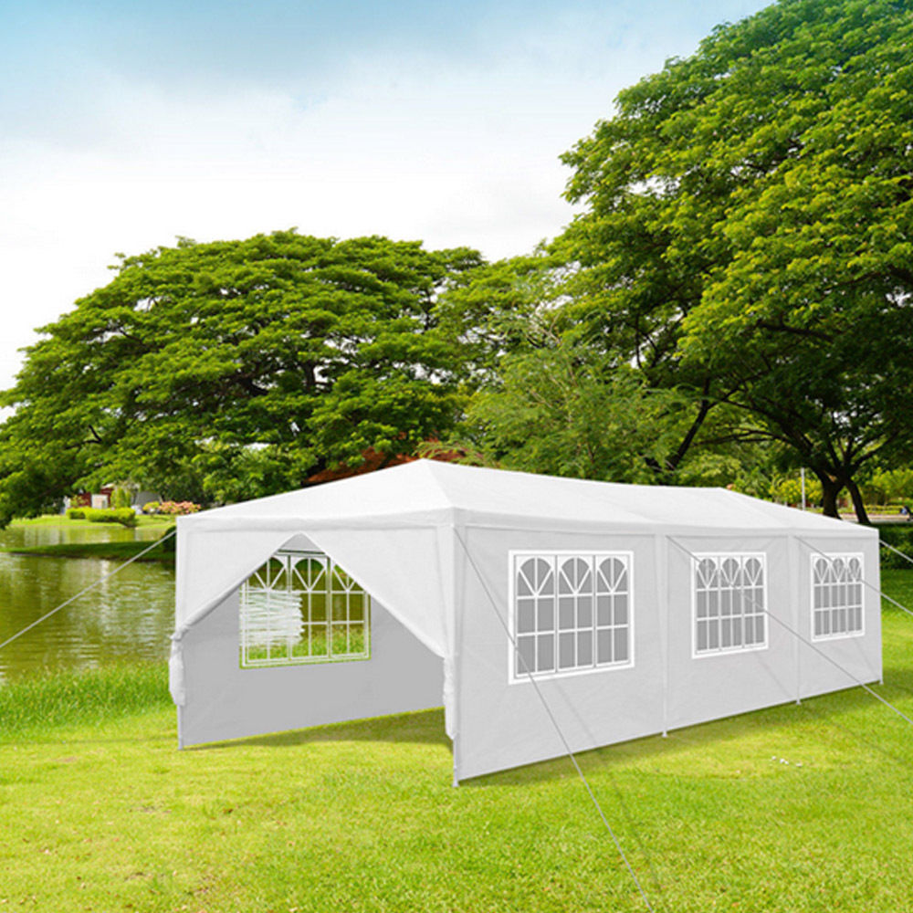 Zimtown 10'x30' canopies Outdoor White Canopy Screen Sun Shelters Houses Gazebos with 8 Sidewalls