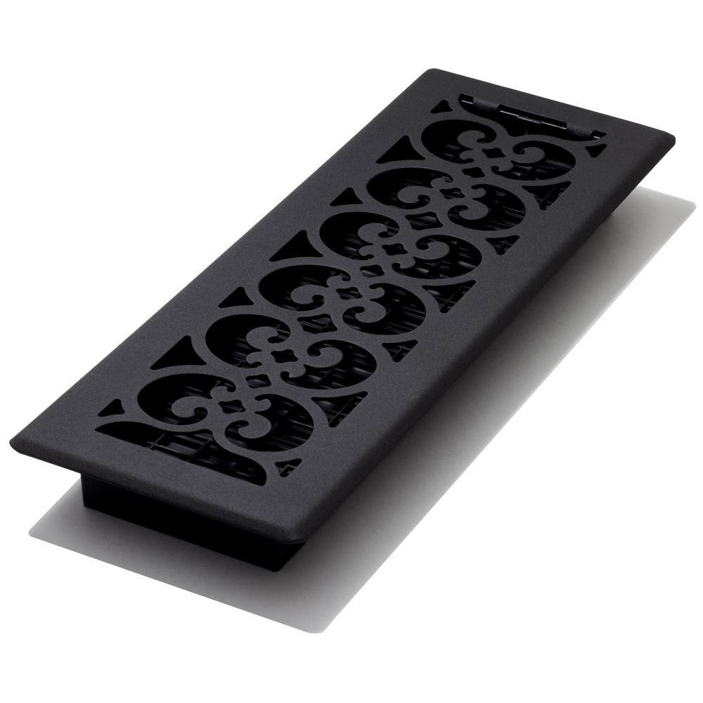 Decor Grates 4 in. x 14 in. Black Steel Floor Register with Damper Box ST414