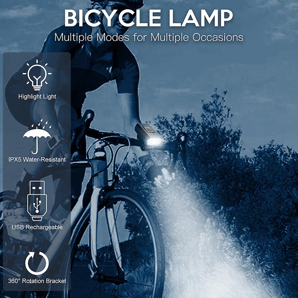 Led Bicycle Light Usb Rechargeable Power Display Mountain Road Bike Front Lamp Usb Rechargeable Waterproof Cycling Headlight Cycling Equipment Orange