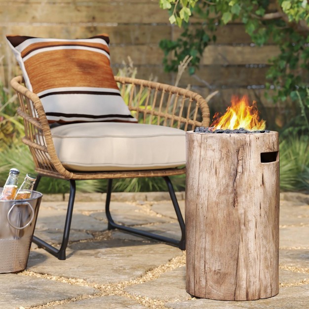 Weathered natural Finish Small Lp Round Outdoor Fire Column Natural