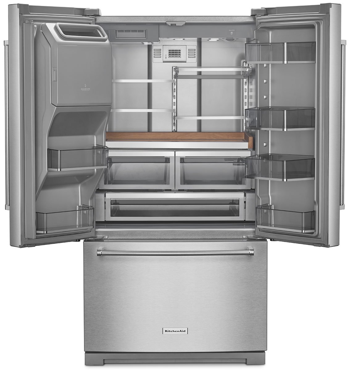 KitchenAid 26.8 Cu. Ft. PrintShield Stainless Steel Standard-Depth French Door Refrigerator With Exterior Ice And Water Dispenser