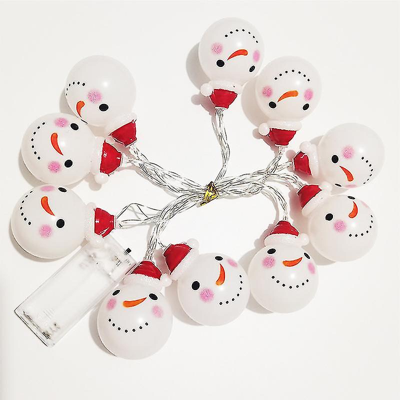 3 Pcs 10 Led Snowman String Starry Light For Xmas Party，warm White