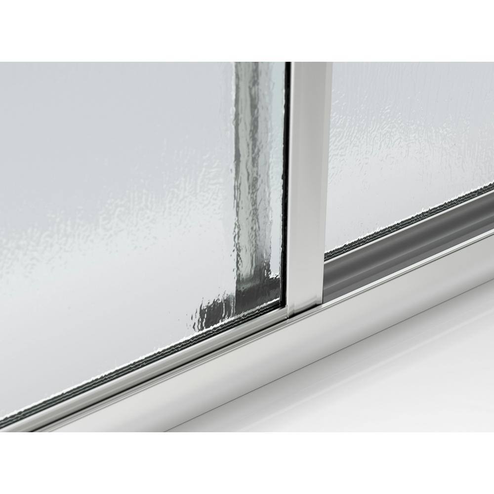 Sterling Deluxe 59-38 in. x 56-14 in. Framed Sliding Tub Door in Silver with Rain Glass Texture 5906-59S