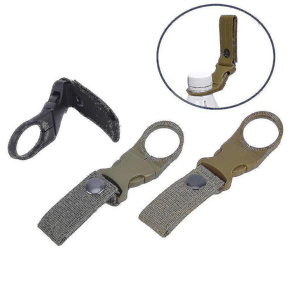 2pcs Outdoor Beverage Water Bottle Hooks Outdoor Tactical Nylon Braided Strap Clips Carabiner Portab