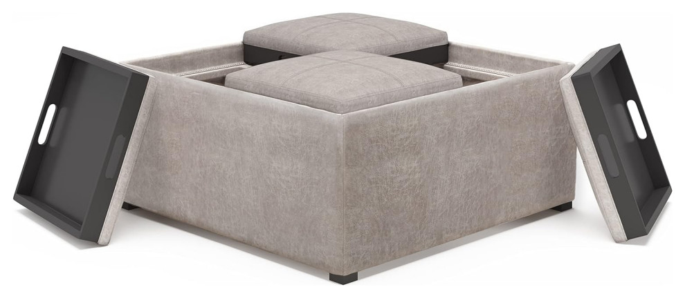 Unique Coffee Table  Upholstered Design  ampFlip Up Trays   Transitional   Coffee Tables   by Decor Love  Houzz