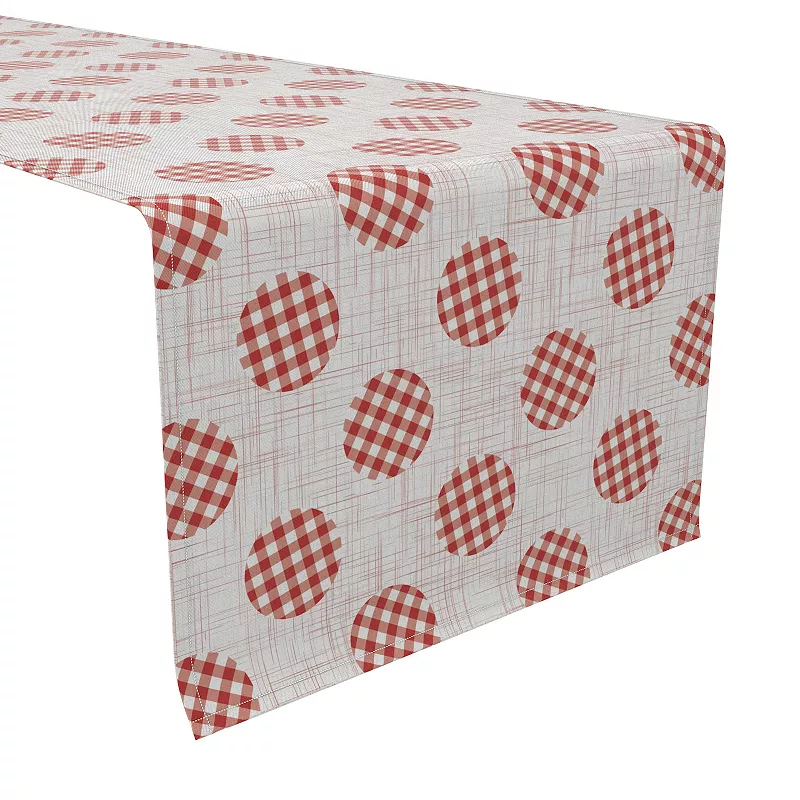 Table Runner， 100% Cotton， 16x108， Gingham Polka Dot