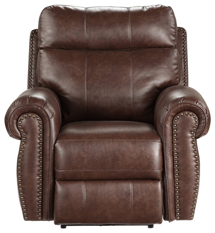 Lexicon Granville Traditional Microfiber Upholstered Power Recliner in Brown   Transitional   Recliner Chairs   by Homesquare  Houzz