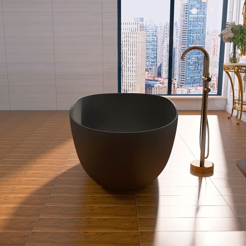 MEDUNJESS 67'' Freestanding Soaking Stone Resin Bathtub