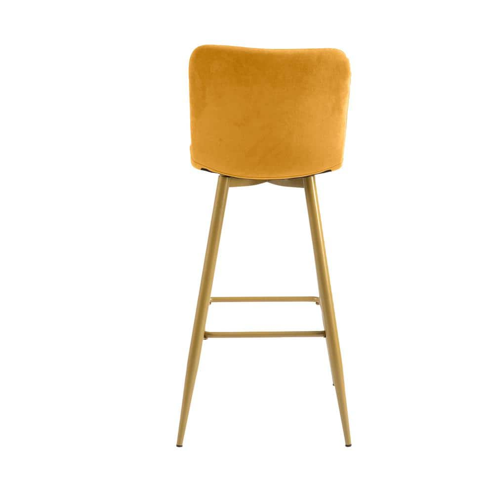 Homy Casa Scargill 30 in. Yellow Upholstered Metal Frame Bar Stool with Fabric Seat (Set of 2) SCARGILL BAR YELLOW