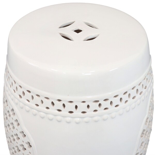 Sunnydaze Marrakesh Lattice Ceramic Decorative Garden Stool