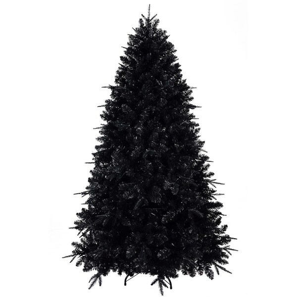 7.5ft PreLit Black Full Halloween Xmas Artificial Christmas Tree