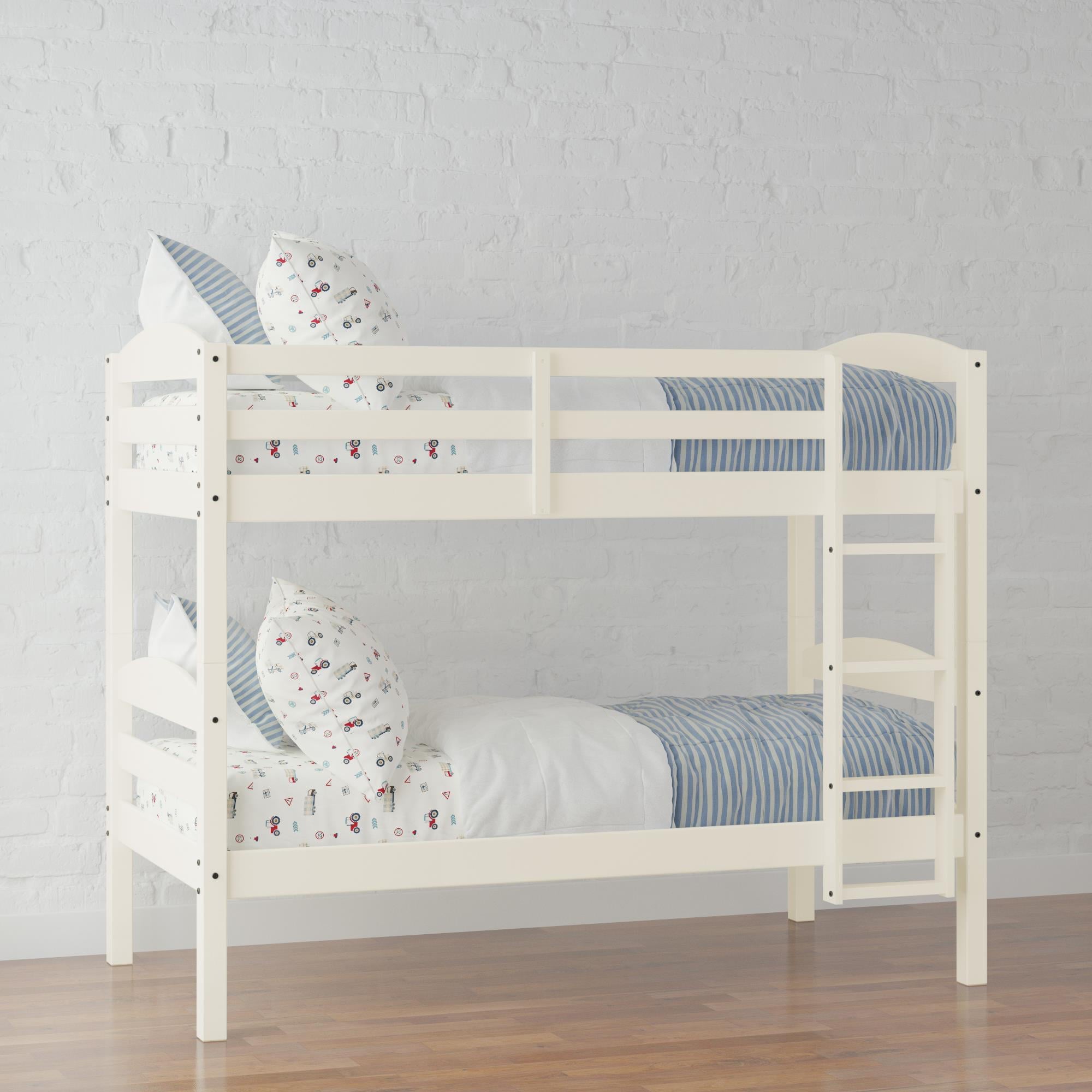 Better Homes & Gardens Leighton Solid Wood Twin-over-Twin Convertible Bunk Bed, White