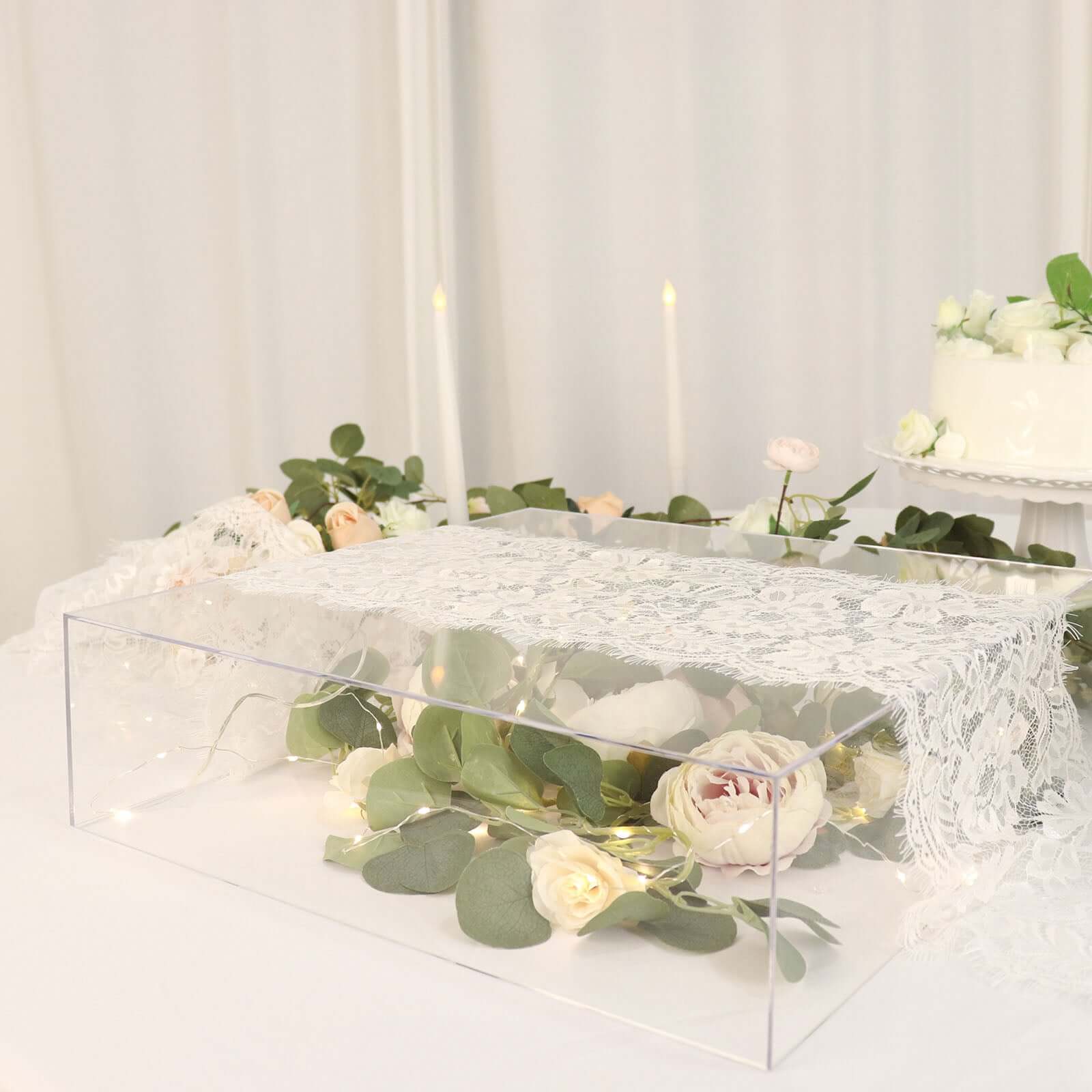 Clear Acrylic Cake Box Stand, Transparent Display Box Pedestal Riser with Hollow Bottom 18