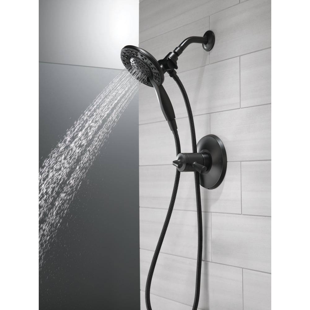 Delta In2ition 4-Spray Patterns 1.75 GPM 6 in. Wall Mount Dual Shower Heads in Matte Black 58499-BL