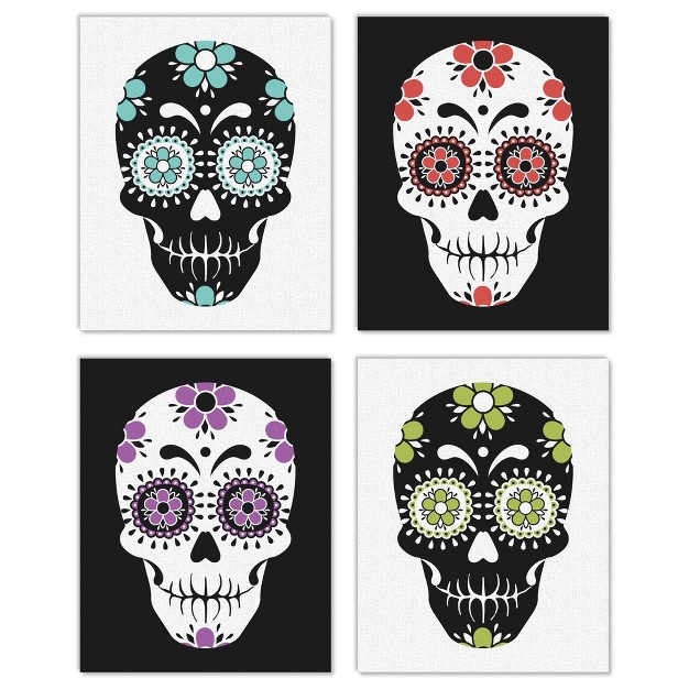 Big Dot Of Happiness Day Of The Dead Unframed Sugar Skull Linen Paper Wall Art Set Of 4 Artisms 8 X 10 Inches