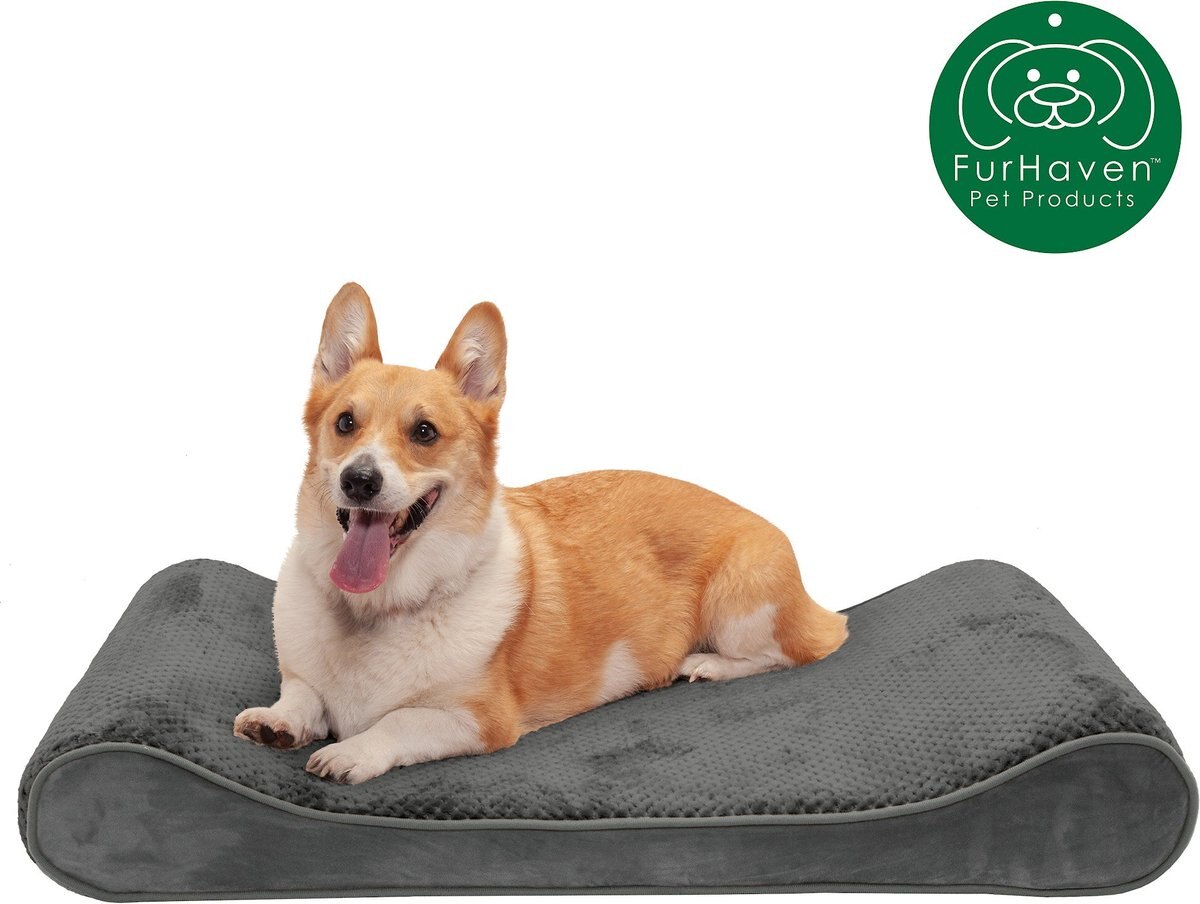 FurHaven Minky Plush Luxe Lounger Memory Foam Dog Bed w/Removable Cover