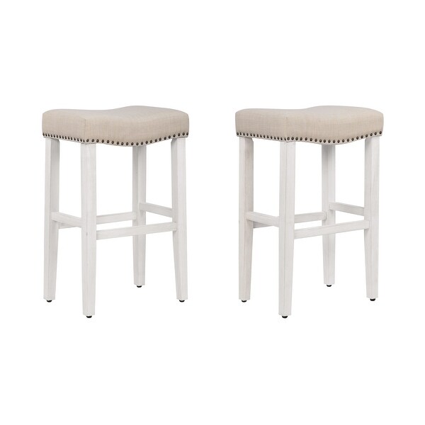 Carter Saddle Upholstered Backless Bar Stool (Set of 2)