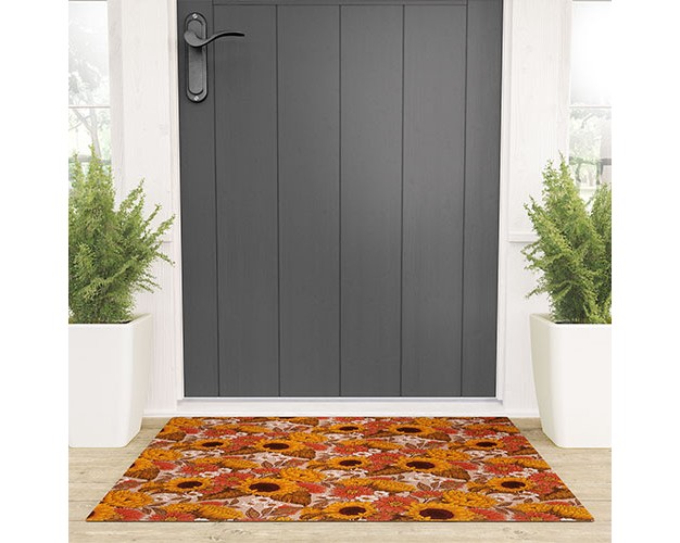 Avenie Sunflower Meadow Neutral Looped Vinyl Welcome Mat Society6