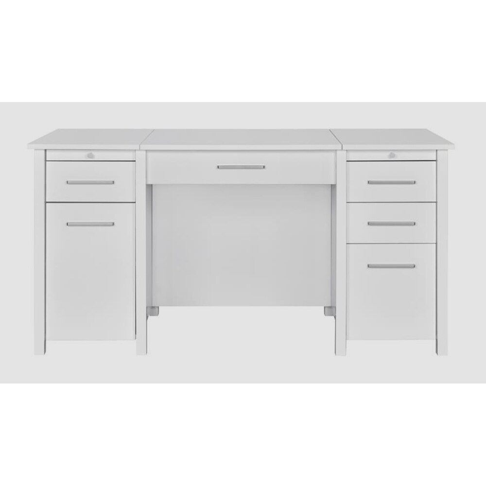 Shore Modern White Lift Top Design Home Office Computer Desk with Drawers and Cabinet