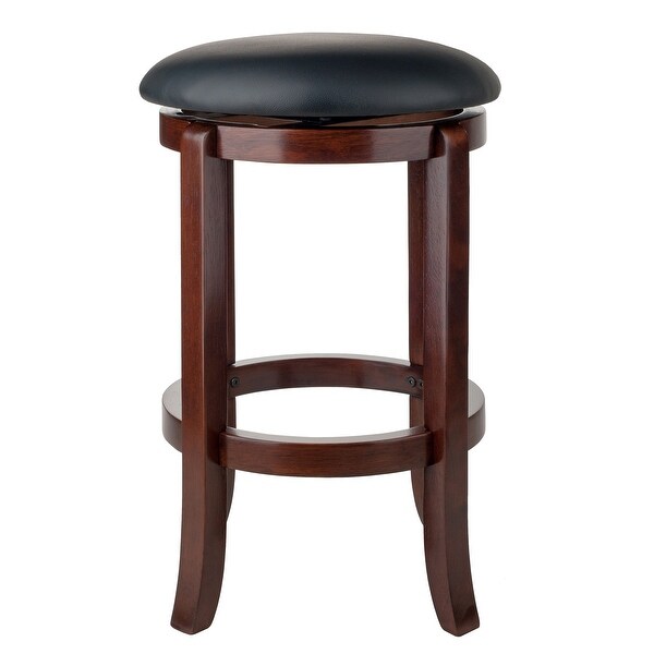 Walcott Cushion Swivel Seat Counter Stool， Black and Walnut - Walnut / Black