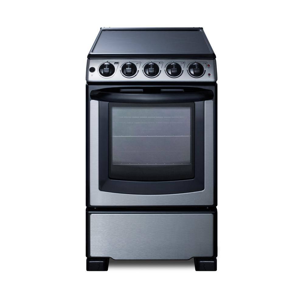 Summit Appliance 20 in. 2.3 cu. ft. Slide-In Electric Range in Stainless Steel REX2071SSRT