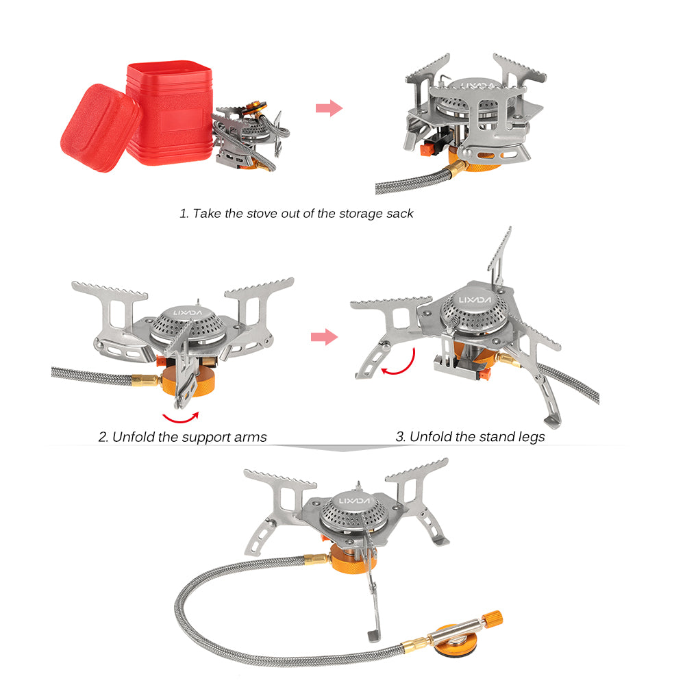 Lixada Camping Gas Stove Outdoor Cooking Portable Foldable Split Burner 3000W