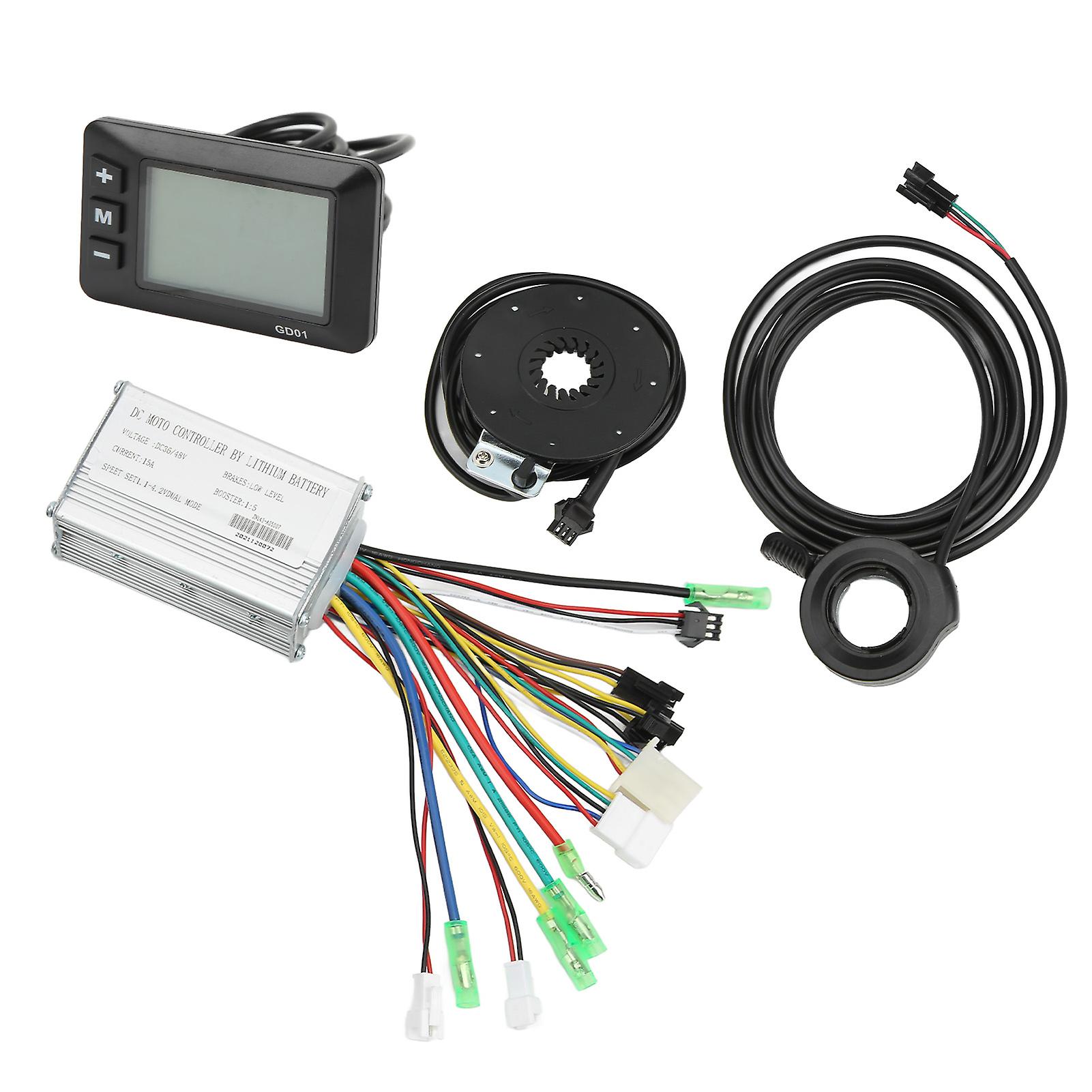 Electric Bike Motor Controller 15a Common Controller 36v 48v With Lcdgd01 Panel Thumb Throttle For 250w 350w Bicycle Motor