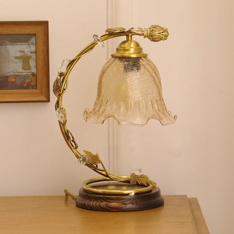 Cracked Glass Brass Table Lamp